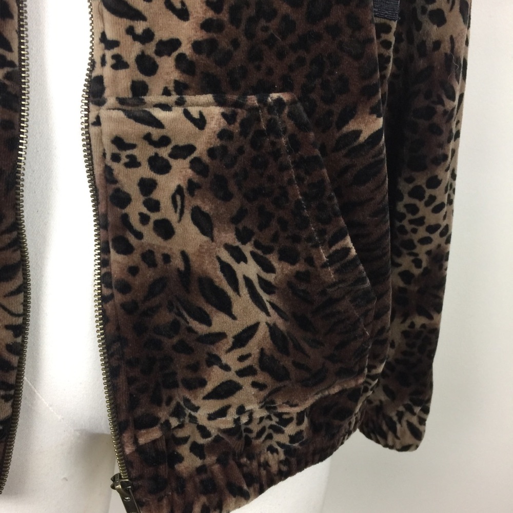 ELLEN TRACY ACTIVE Animal Print Velour Zipper Track Jacket LARGE - Picture 8 of 11